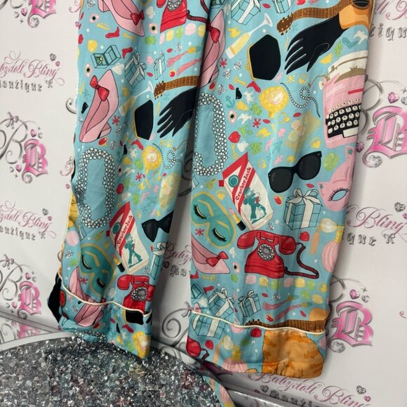 Karen mabon pants pj Colorful Cat Print Pajama Pants gummy bears pearls phone - Picture 9 of 16
